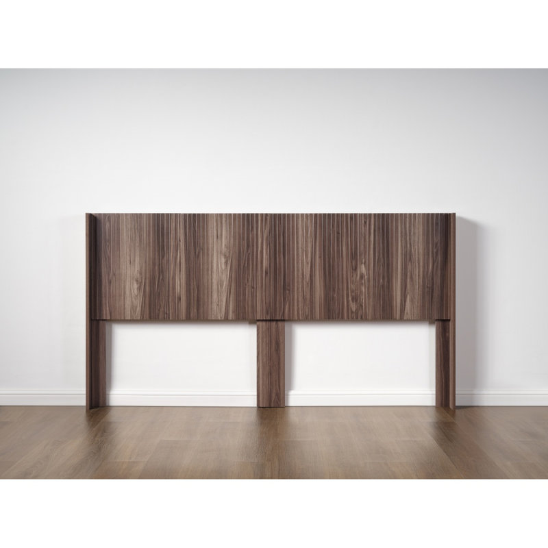 Tête de lit en bois de très grande taille, tête de lit en bois de 80,2 po de largeur seulement, têtes de lit de style campagne moderne, panneau cannelé mural, têtes de lit à oreilles Boho, noyer