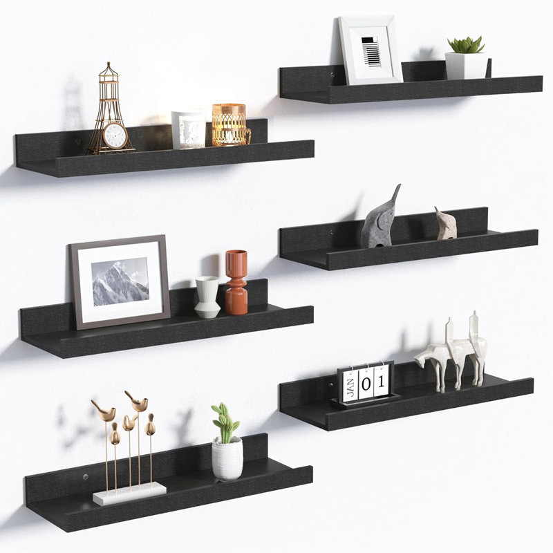 6 tablettes flottantes noires