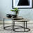Round Coffee Table With Two - Piece Nesting Design, Grey Faux Marble Tops, Gunmetal Frames, 19.5H X 35W 35D Inches, Functional For Multifunctional Areas Finish And Space Saving, 35 Inches In