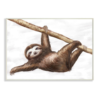 «Jungle Sloth jouer Minimal Tree Branch» par Ziwei Li - impression d'art graphique