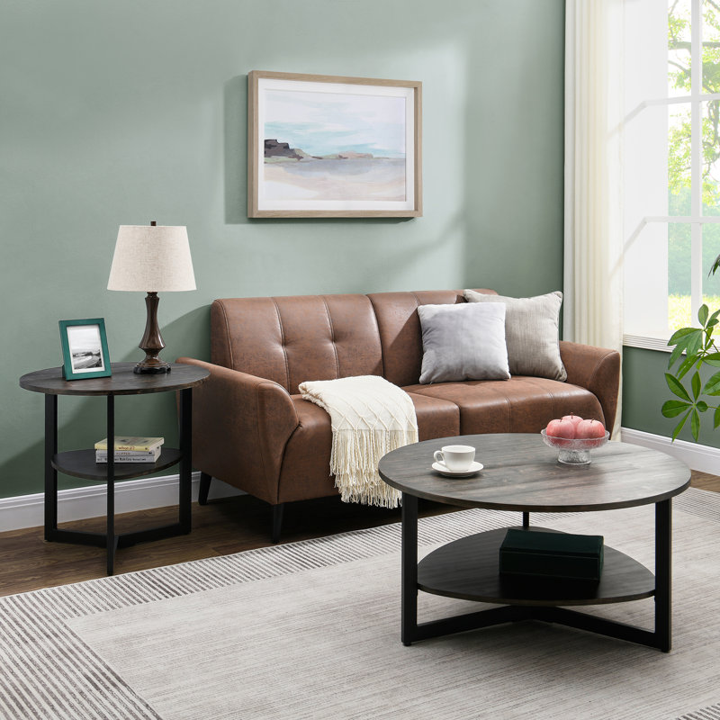 3 Legs 1 Coffee Table with Solid Wood Veneer and Storage, Brushed Black