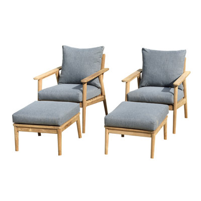Como Teak Outdoor Patio 4Pc Seating Set