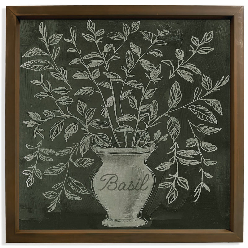 Basil Plant 16 x 16 Brown Framed Print