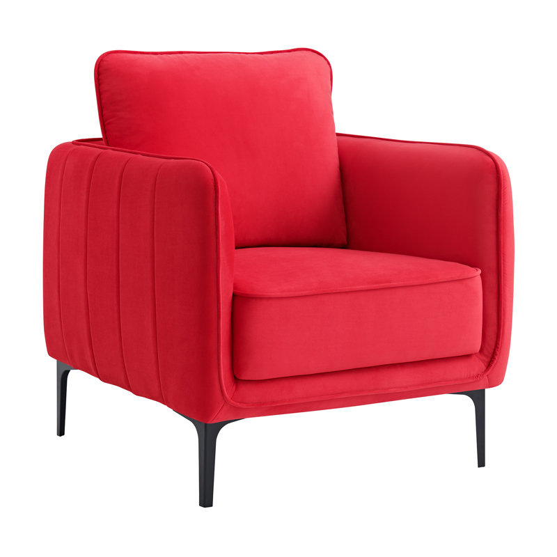 Cadin Upholstered Armchair, Red Velvet
