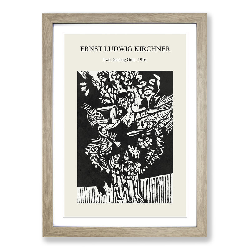 Two Dancing Girls by Ernst Ludwig Kirchner - Picture Frame Painting, Oak Framed, 48cm H x 36cm W x 2cm D