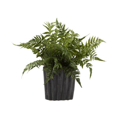 Faux Leather Fern Plant in Ceramic Planter