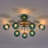Navy Blue Glass Globe Blossom Flush Mount Ceiling Light-2052931963