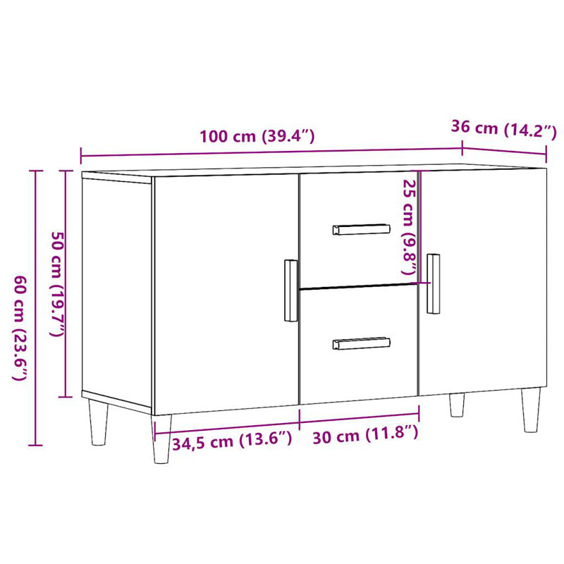 Javale 100cm Sideboard, Artisan Oak