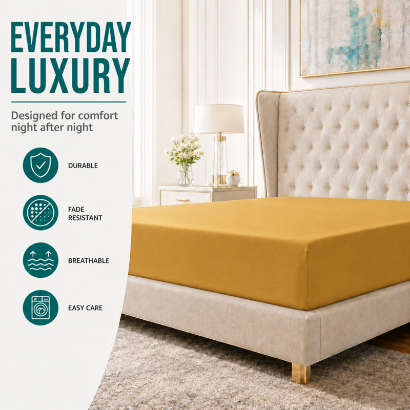 Luxury Comfort Fitted Sheet – 40cm (16 Inch) Extra Deep Pocket, Ultra-Soft Hypoallergenic Brushed Microfibre, Breathable & Fade-Resistant, Durable Elastic Bed Sheets