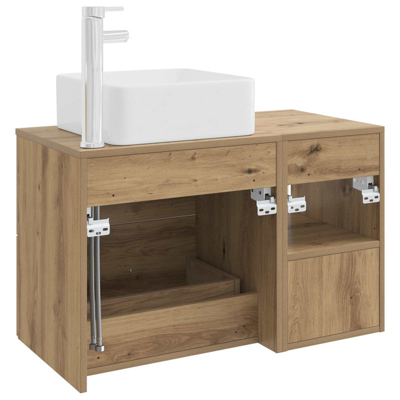 Vanity & Mirror Set, Artisan Oak