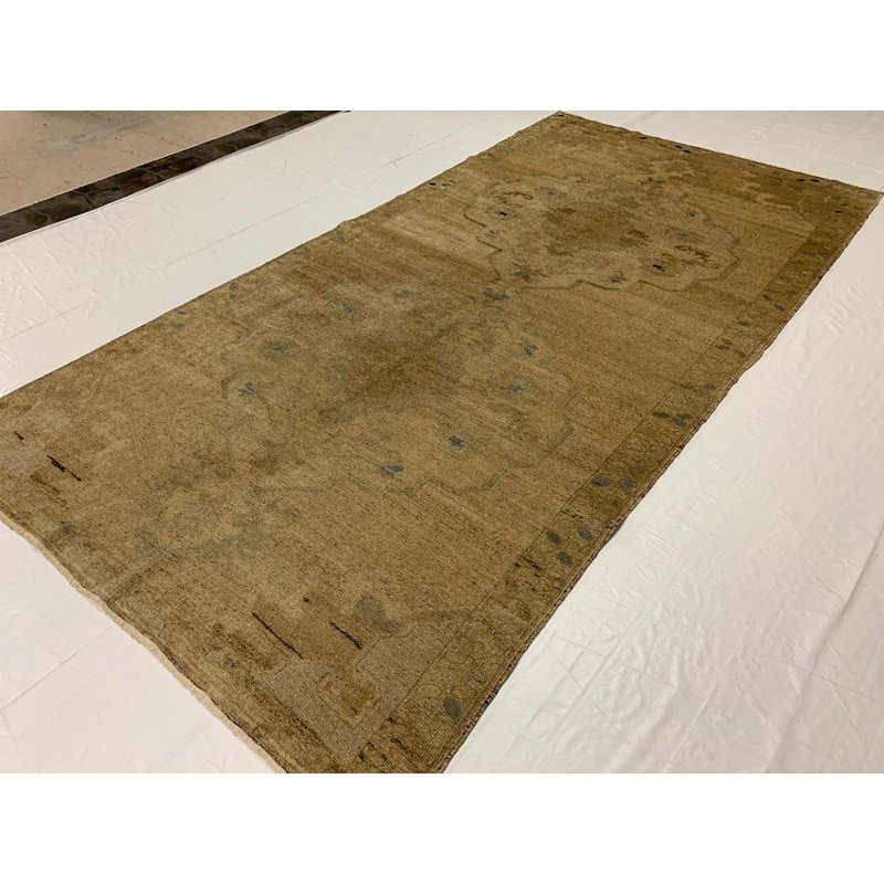 Tapis de couloir 5 x 10 rétro fait à la main Anatolian