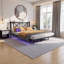 Base de lit plateforme pleine grandeur flottante - tête de lit avec rangement, charge USB, lumières DEL RVB, lattes en acier robustes, assemblage facile, noir-1657016448