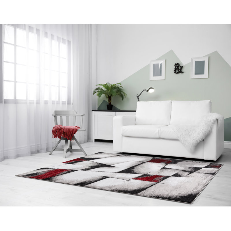 Tapis gris à motif abstrait Chapp, Rectangle 7 pi 10 po x 10 pi 6 po