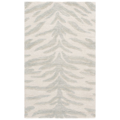 Jerramy Ebony Hand Tufted Wool Cotton Animal Print Rug in Ivory/Green