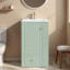 Meuble-lavabo autoportant avec lavabo en céramique, armoire de rangement, tiroir, tablettes latérales ouvertes et barre à serviettes-312621626
