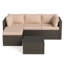 3-piece Outdoor Patio Conversation Set, Pe Rattan Wicker Seating Group With Ottoman & Coffee Table-1645282796