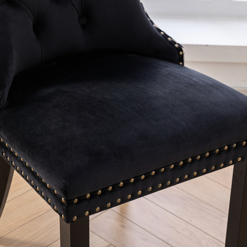 Chaises de salle à manger rembourrées en velours Contemporary, Noir