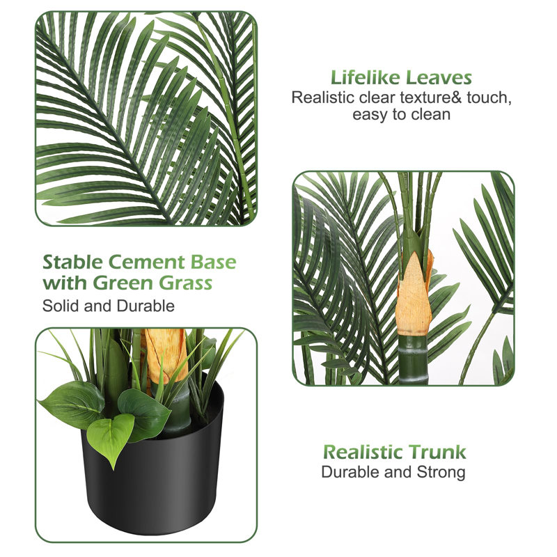 6FT Artificial Palm Tree,Fake Tree With Black Planter