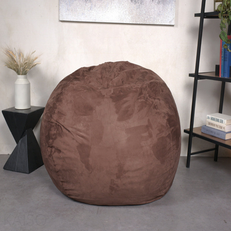 Fauteuil à billes à mousse haute densité 5 po avec housse amovible en microsuède pour la chambre à coucher - Rôti français