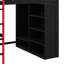 Lit mezzanine double avec bureau et garde-robe, lit mezzanine en bois avec espaces de rangement et éclairage intégré-589858878