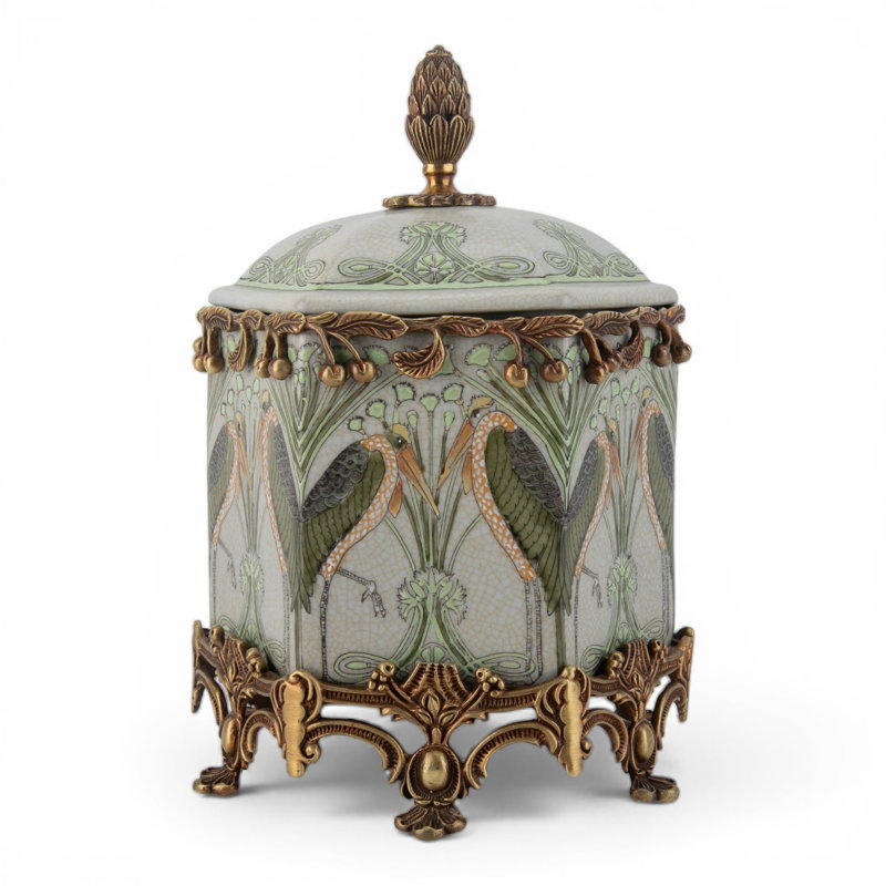 Porcelain Hexagonal Box With Bronze Ormolu