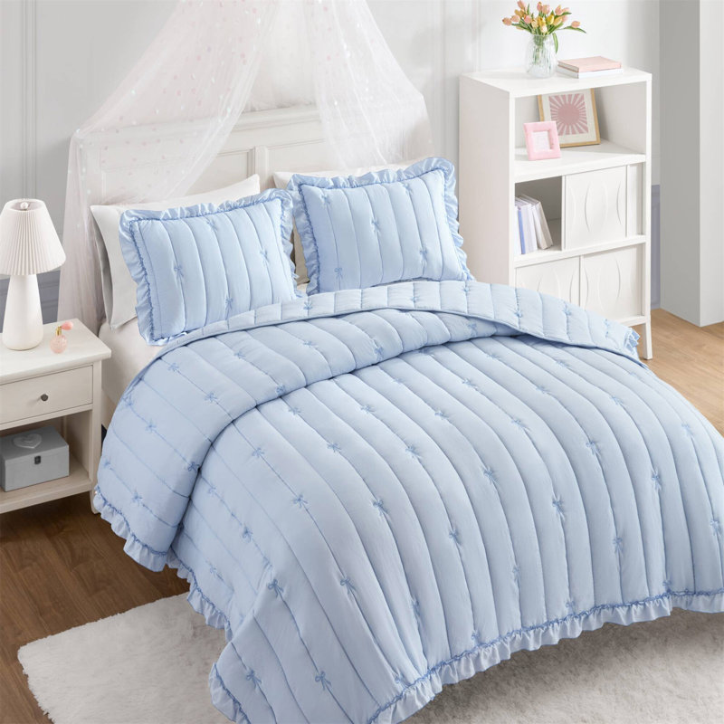 Ensemble de courtepointe pour lit double / grand 3 pièces, Courtepointe pour lit double/grand et 2 taies déc, Bleu