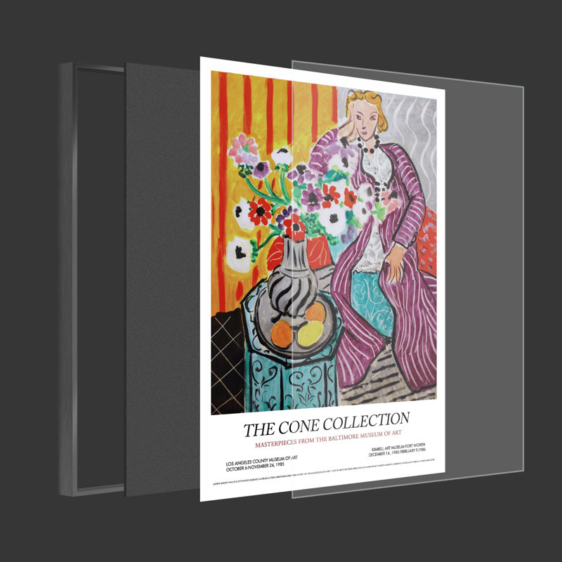 Matisse Aesthetic Abstract - Impression sur toile, Cadre noir, H 16 po x l 12 po x P 1,5 po