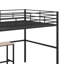 Lit mezzanine double en métal avec bureau et échelle de rangement latérale-1013417212