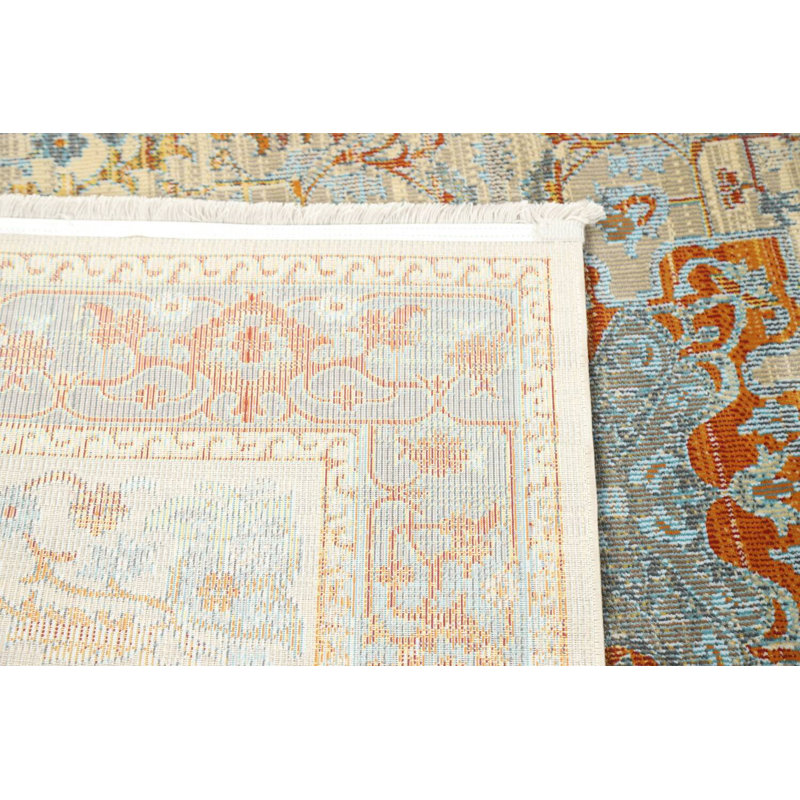 Tapis de zone beige floral Gelinas, Rectangle 5 pi x 7 pi
