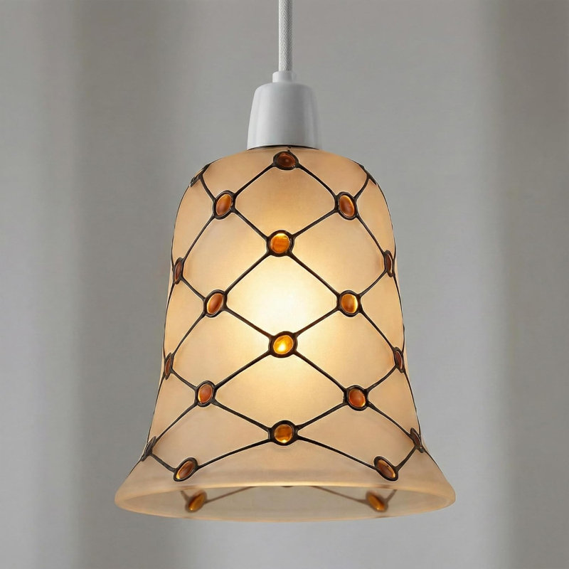 13cm H Glass Bell Lamp Shade in White