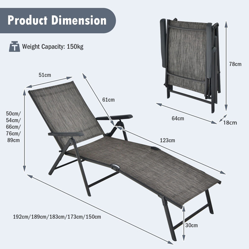 192cm Long Single Chaise, Grey