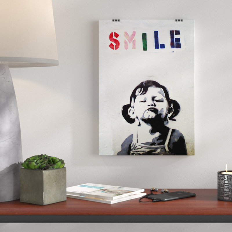 Banksy Smile Graffiti Wall Art - Frameless Print, 59.4cm H x 42cm W