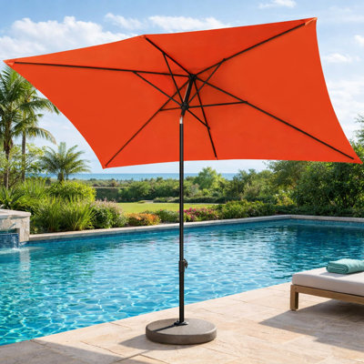 Parasol d'extérieur rectangulaire avec inclinaison et manivelle pour patio, piscine
