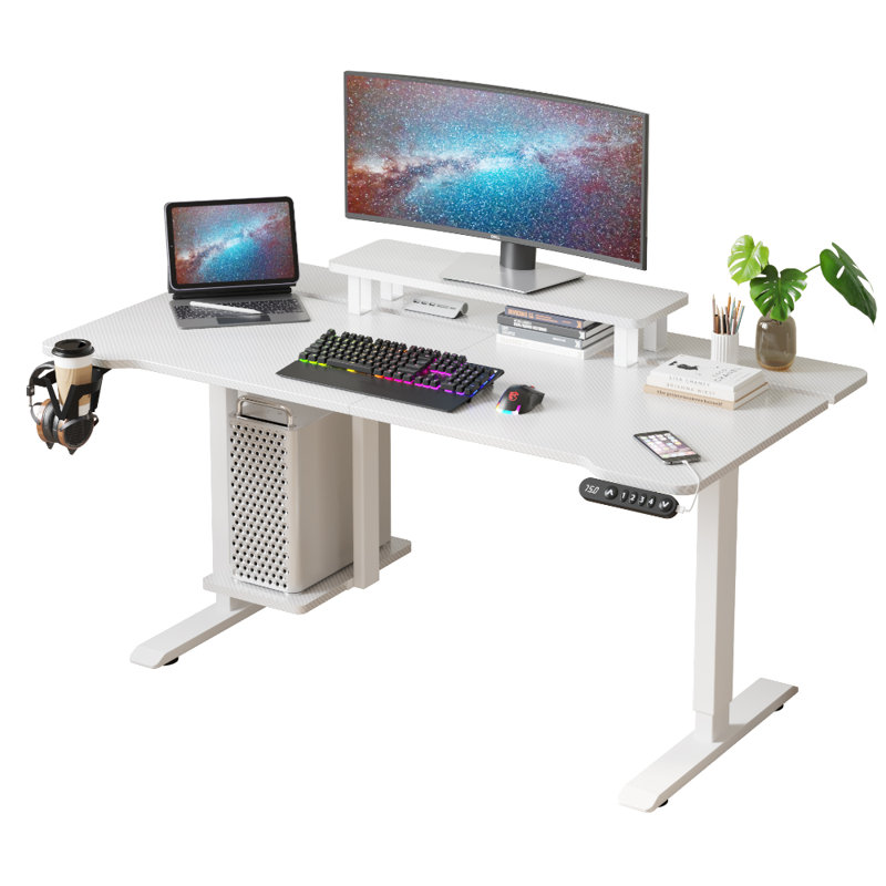 Adjustable Standing Desk With Laminate, 49" H x 63" W x 31.5" D, White