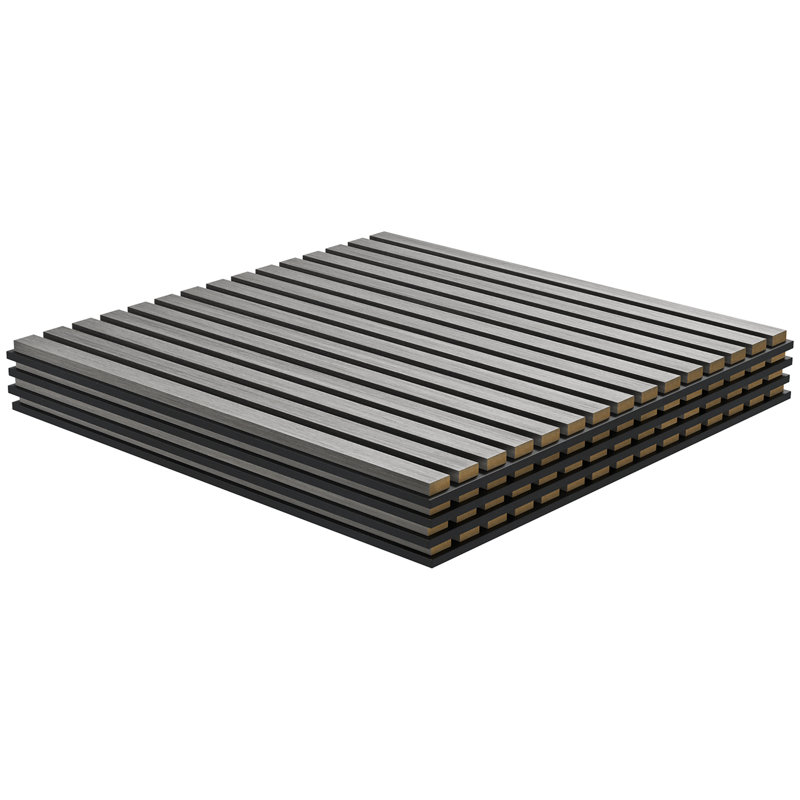 Ensemble de 4 panneaux muraux 3D en faux bois, Gris