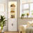 Modern Style Wooden White Corner Shelf With Doors,70.9" Tall Corner Bookshelf,5-tier Storage Cabinet With Doors,corner Cabinet With Led Light For Small Space-1087854132