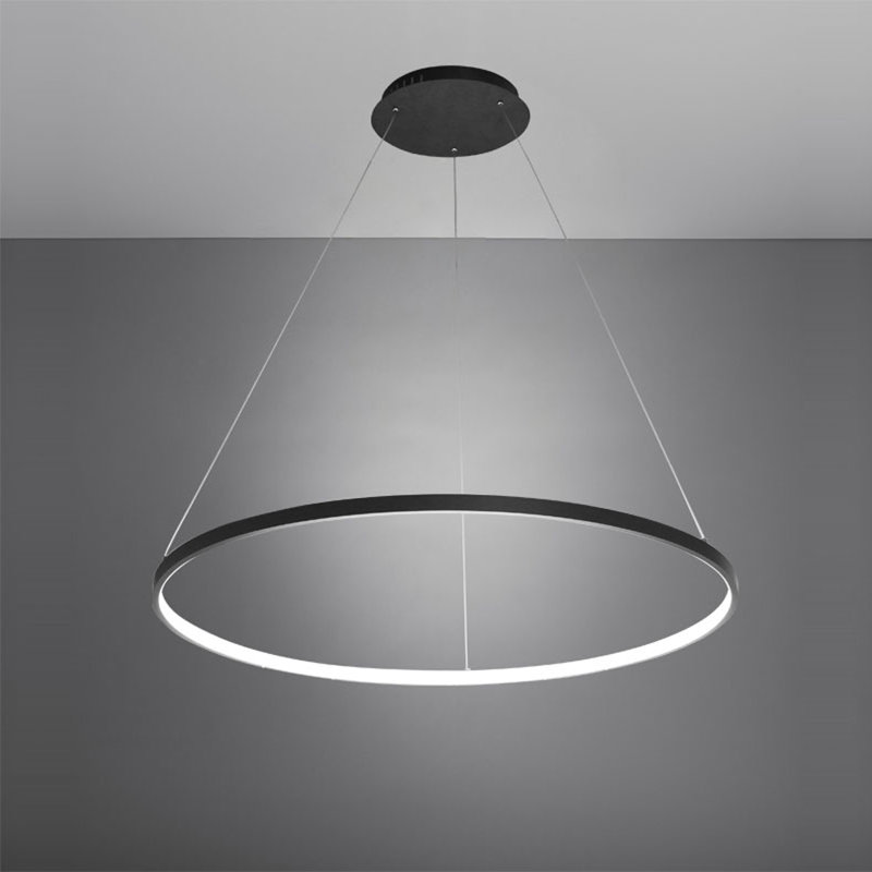 1 - Light LED Pendant, 0.8" H x 32" W x 32" D, Black