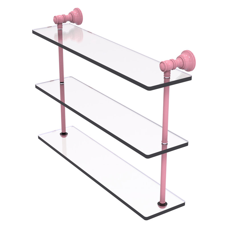 Freyja 3 Piece Glass with Towel Bar, 16" H x 22" W x 5.54" D, Pink