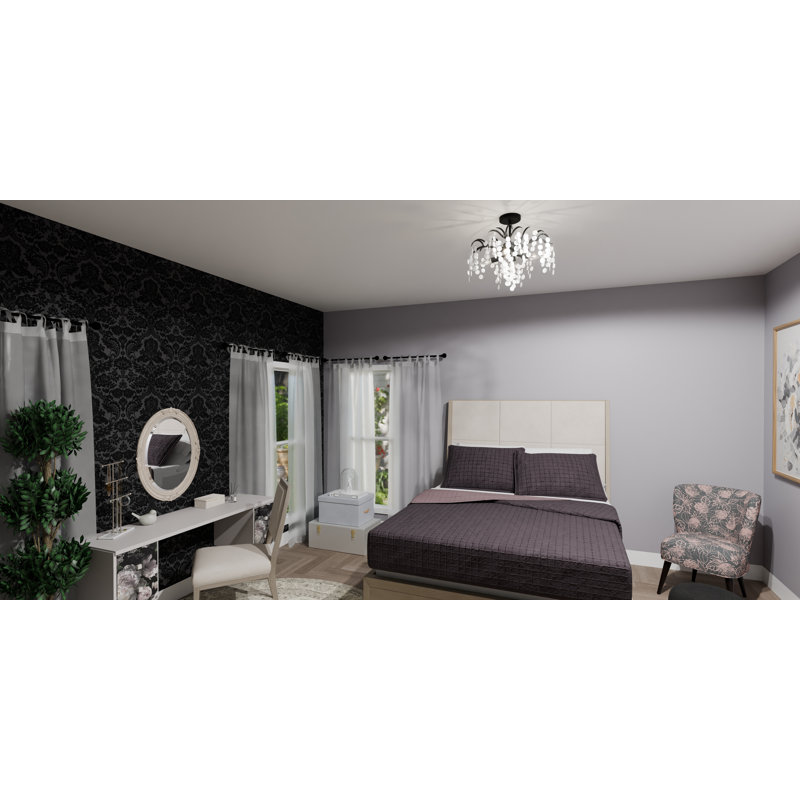 Keasha 4- Semi-Flush Mount, Matte Black