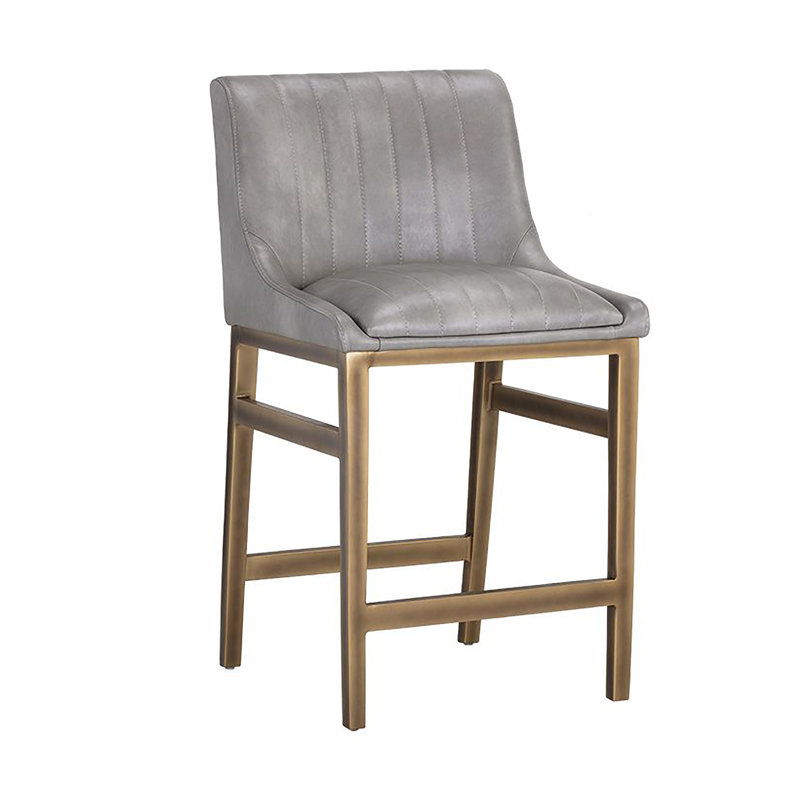 Halden Counter Stool - Bravo Metal, Counter Stool (26" Seat Height), Gray Seat/ Antique Brown Frame