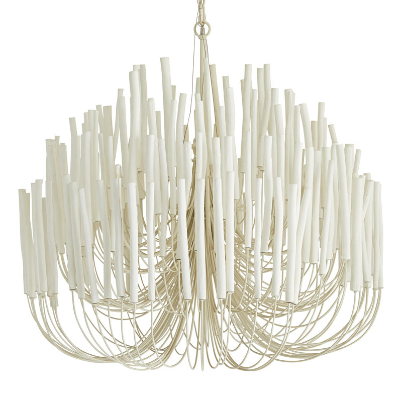 Tilda Chandelier, Whitewash Stained Wood, 38" H x 36" W x 36" D