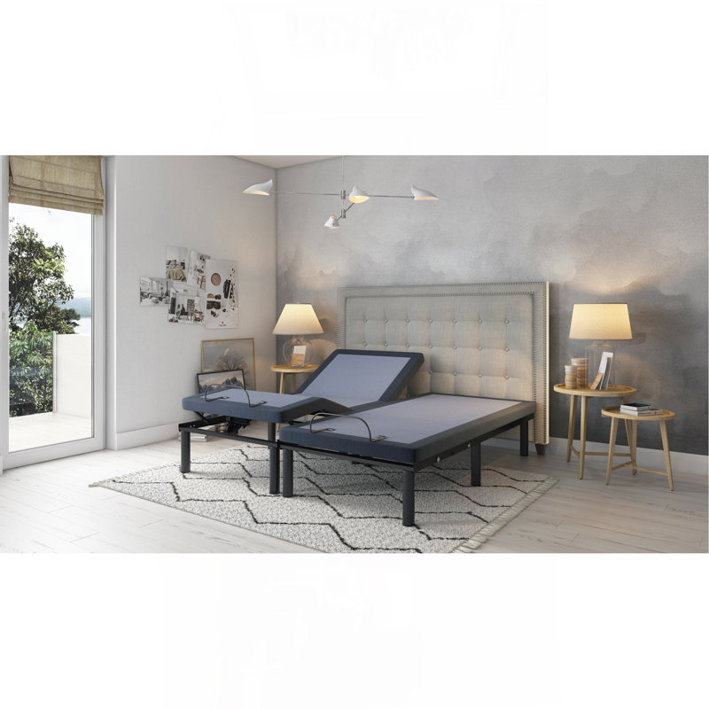 Split California King Adjustable Bed Base With Three Vibration Modes And Head And Foot Position Adjustments