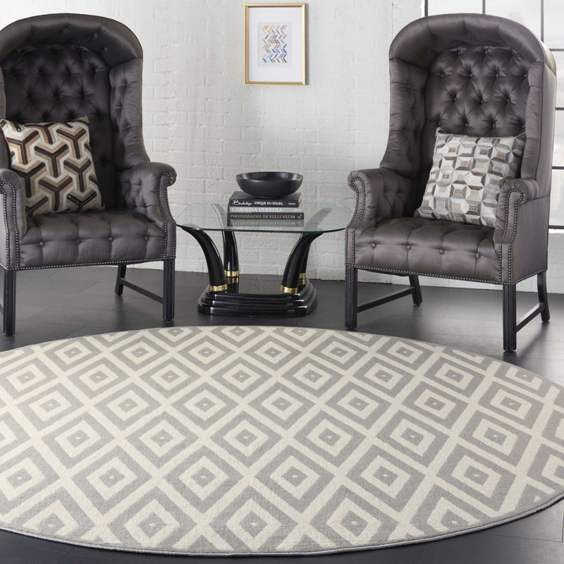 Horley Geometric Indoor Rug, Round 8'