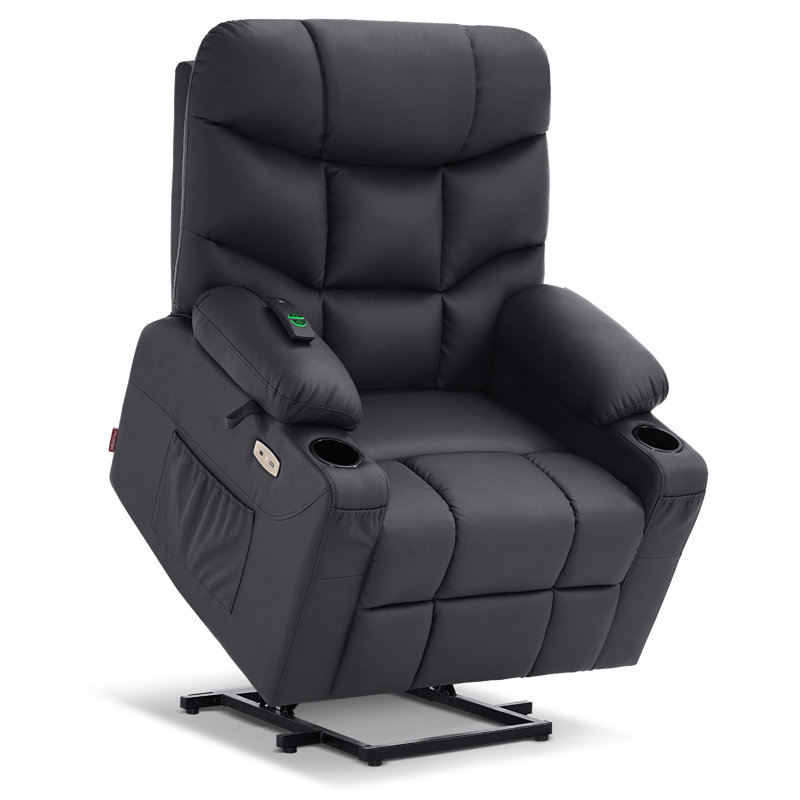Fauteuil inclinable électrique en similicuir Adavia, Noir, noir, noir, noir