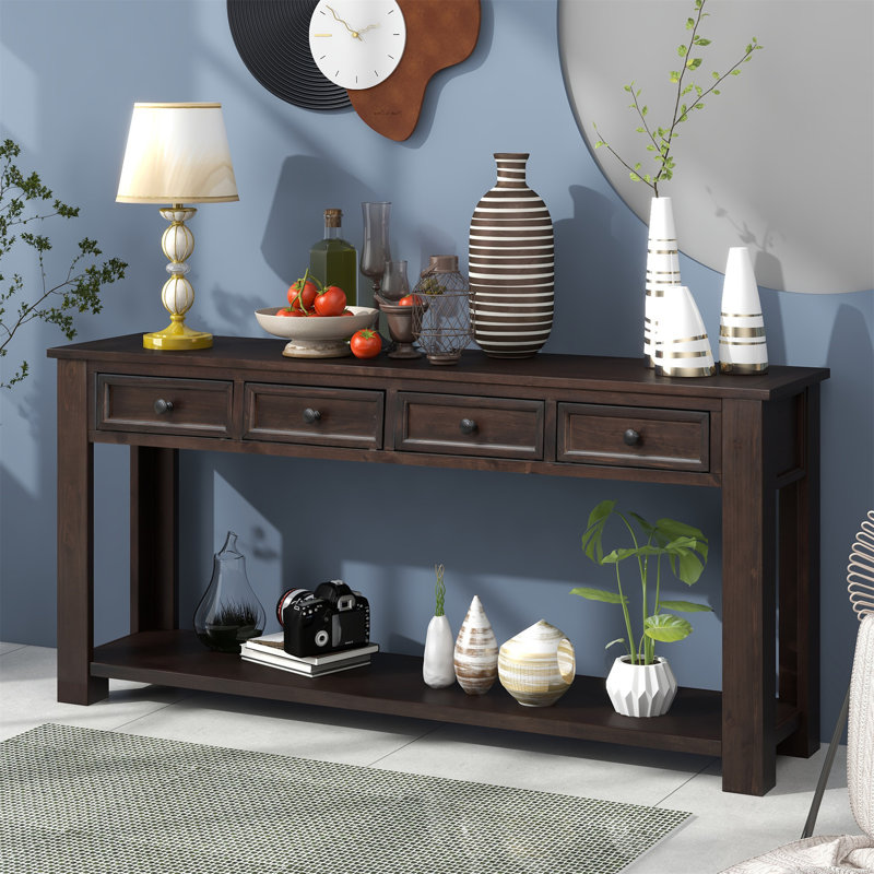 Console / canapé avec tiroirs de rangement et tablette inférieure pour le vestibule, Espresso