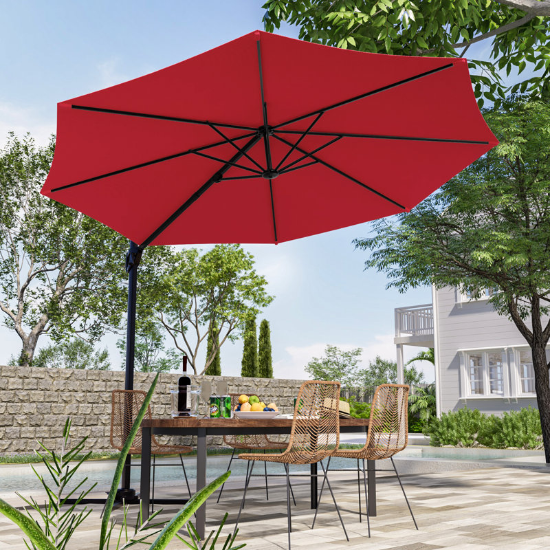 Parasol rond en porte-à-faux 10 pi, Rouge