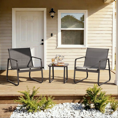 2 Person Outdoor Seating Set with metal Frame and Duurable Mesh Fabric ,3 Piece Set