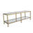 Modern TV Stand with Tempered Glass Shelves, Gold Finish, 51.2 x 17.7 x 15.7 inches | 100% Metal Frame, 0.16 inches Glass Thickness | Wall-Mountable, Sleek Design for Living Room & Entertainment Spaces, Stylish & Functional