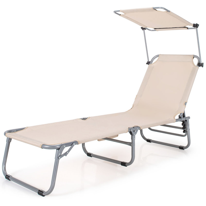 Chaise longue inclinable et pliable Omari, Beige