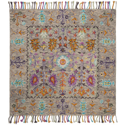 Tapis floral en laine touffeté à la main Broadmoor Blossom